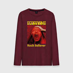 Лонгслив хлопковый мужской Rock Believer Album, цвет: меланж-бордовый