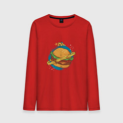 Лонгслив хлопковый мужской Бургер Планета Planet Burger, цвет: красный