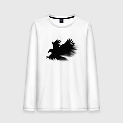 Лонгслив хлопковый мужской Орел из дыма, цвет: белый