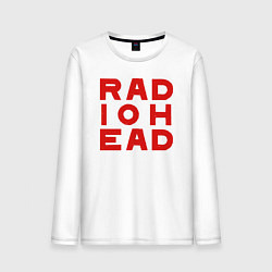 Лонгслив хлопковый мужской Radiohead большое красное лого, цвет: белый