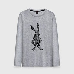 Лонгслив хлопковый мужской Кролик - драное ухо с часами на животе Rabbit - a, цвет: меланж