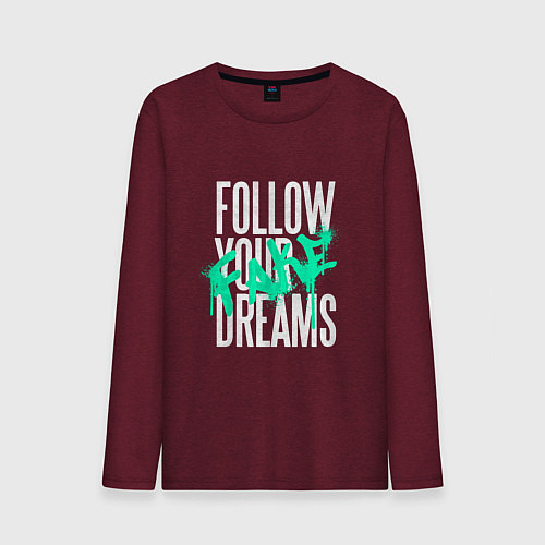 Мужской лонгслив Follow Your Fake Dreams / Меланж-бордовый – фото 1