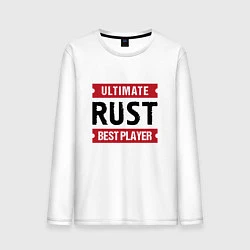 Лонгслив хлопковый мужской Rust: таблички Ultimate и Best Player, цвет: белый