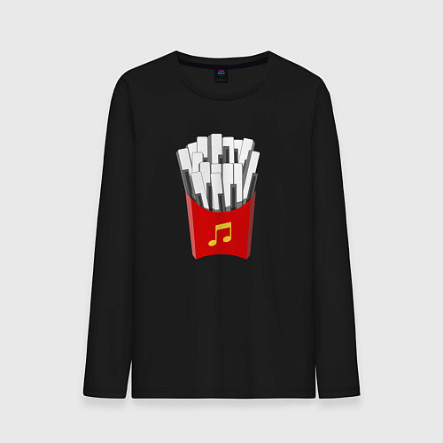 Мужской лонгслив Картошка Фри Клавиши Фортепиано / Черный – фото 1