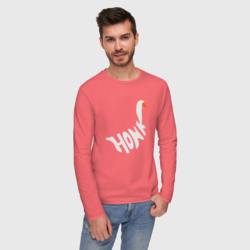 Мужской лонгслив Honk White Гусь Белый / Коралловый – фото 3