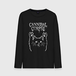 Лонгслив хлопковый мужской Cannibal Corpse Рок кот, цвет: черный