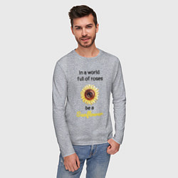 Лонгслив хлопковый мужской Be a Sunflower, цвет: меланж — фото 2