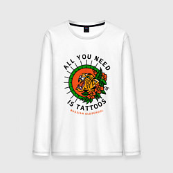 Лонгслив хлопковый мужской All You Need Is Tattoos Татуировка Тигра, цвет: белый