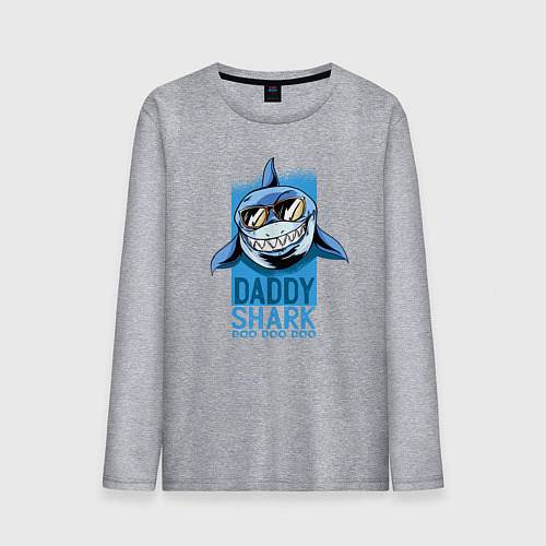 Мужской лонгслив Папочка акула / Меланж – фото 1
