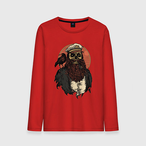 Мужской лонгслив Пират скелет / Красный – фото 1