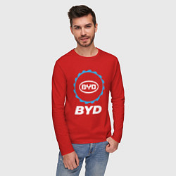 Лонгслив хлопковый мужской BYD в стиле Top Gear, цвет: красный — фото 2