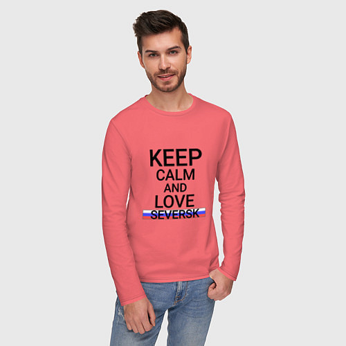 Мужской лонгслив Keep calm Seversk Северск / Коралловый – фото 3