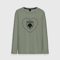 Лонгслив хлопковый мужской Лого AEK Athens в сердечке, цвет: авокадо