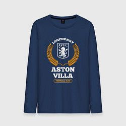 Лонгслив хлопковый мужской Лого Aston Villa и надпись Legendary Football Club, цвет: тёмно-синий