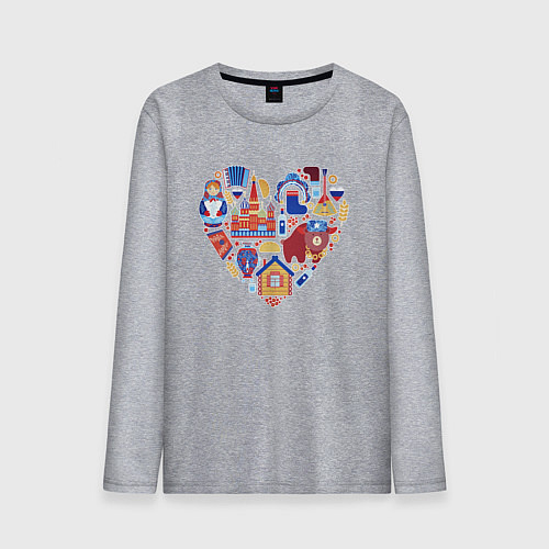 Мужской лонгслив Сердце Россия / Меланж – фото 1