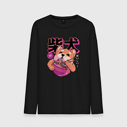 Лонгслив хлопковый мужской Japanese Shibu Inu, цвет: черный