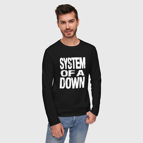 Мужской лонгслив System of a Down логотип / Черный – фото 3
