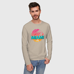 Лонгслив хлопковый мужской Майами Флорида, цвет: миндальный — фото 2