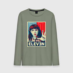 Лонгслив хлопковый мужской Stranger Things Eleven, цвет: авокадо