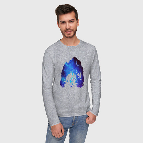 Мужской лонгслив Череп Тираннозавра Космос / Меланж – фото 3