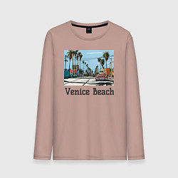 Лонгслив хлопковый мужской Los Angeles Venis Beach, цвет: пыльно-розовый