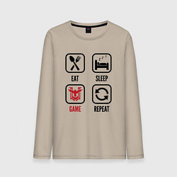 Лонгслив хлопковый мужской Eat Sleep Free Fire Repeat, цвет: миндальный