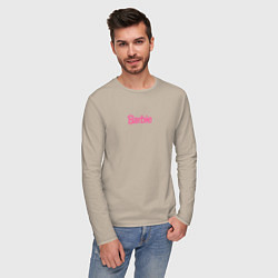 Лонгслив хлопковый мужской Barbie mini logo, цвет: миндальный — фото 2