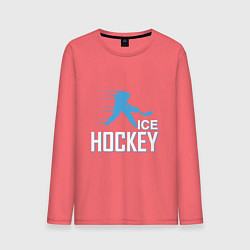 Лонгслив хлопковый мужской Хоккей Силуэт спортсмена, цвет: коралловый
