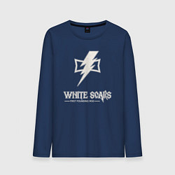 Лонгслив хлопковый мужской Белые шрамы лого винтаж, цвет: тёмно-синий