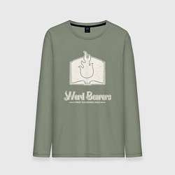 Лонгслив хлопковый мужской Несущие слово лого винтаж, цвет: авокадо