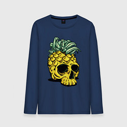 Лонгслив хлопковый мужской Череп-ананас Лето, цвет: тёмно-синий