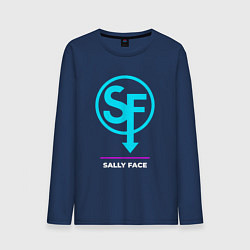 Лонгслив хлопковый мужской Символ Sally Face в неоновых цветах, цвет: тёмно-синий