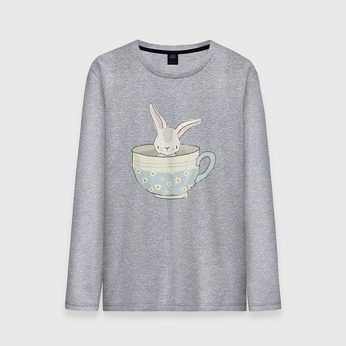 Мужской лонгслив Кролик в чашке / Меланж – фото 1