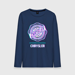 Лонгслив хлопковый мужской Значок Chrysler в стиле Glitch, цвет: тёмно-синий