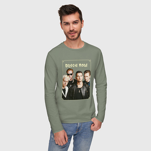 Мужской лонгслив Keep Calm and Enjoy the Silence - Depeche Mode / Авокадо – фото 3