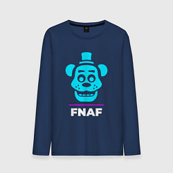 Лонгслив хлопковый мужской Символ FNAF в неоновых цветах, цвет: тёмно-синий