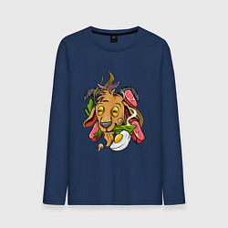 Лонгслив хлопковый мужской Бяшка повар, цвет: тёмно-синий