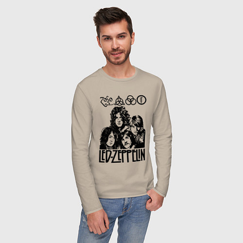 Мужской лонгслив Led Zeppelin Black / Миндальный – фото 3