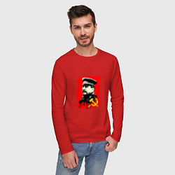 Лонгслив хлопковый мужской СССР - Сталин, цвет: красный — фото 2