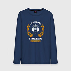 Лонгслив хлопковый мужской Лого Sporting и надпись Legendary Football Club, цвет: тёмно-синий