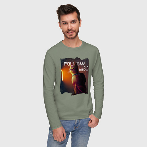 Мужской лонгслив STRAY FOLLOW MEOW / Авокадо – фото 3