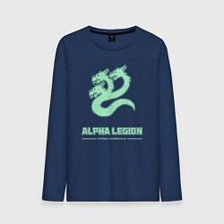 Лонгслив хлопковый мужской Альфа легион винтаж лого гидра, цвет: тёмно-синий