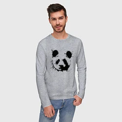 Лонгслив хлопковый мужской Прикольный панда - клякса, цвет: меланж — фото 2