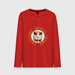 Лонгслив хлопковый мужской Хомяк эмоциональной поддержки, цвет: красный