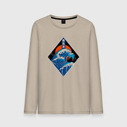 Лонгслив хлопковый мужской Шторм на закате, цвет: миндальный
