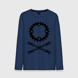 Лонгслив хлопковый мужской Велосипедная цепь и звездочка, цвет: тёмно-синий