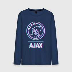 Лонгслив хлопковый мужской Ajax FC в стиле glitch, цвет: тёмно-синий