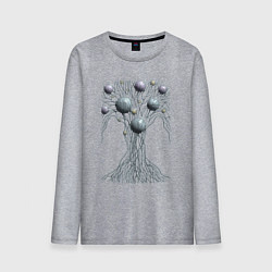 Лонгслив хлопковый мужской Абстрактное дерево со сферами, цвет: меланж