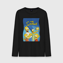 Лонгслив хлопковый мужской Семейка Симпсонов - Гомер, Мардж и их отпрыски, цвет: черный