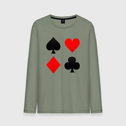 Лонгслив хлопковый мужской Четыре масти игральных карт, цвет: авокадо